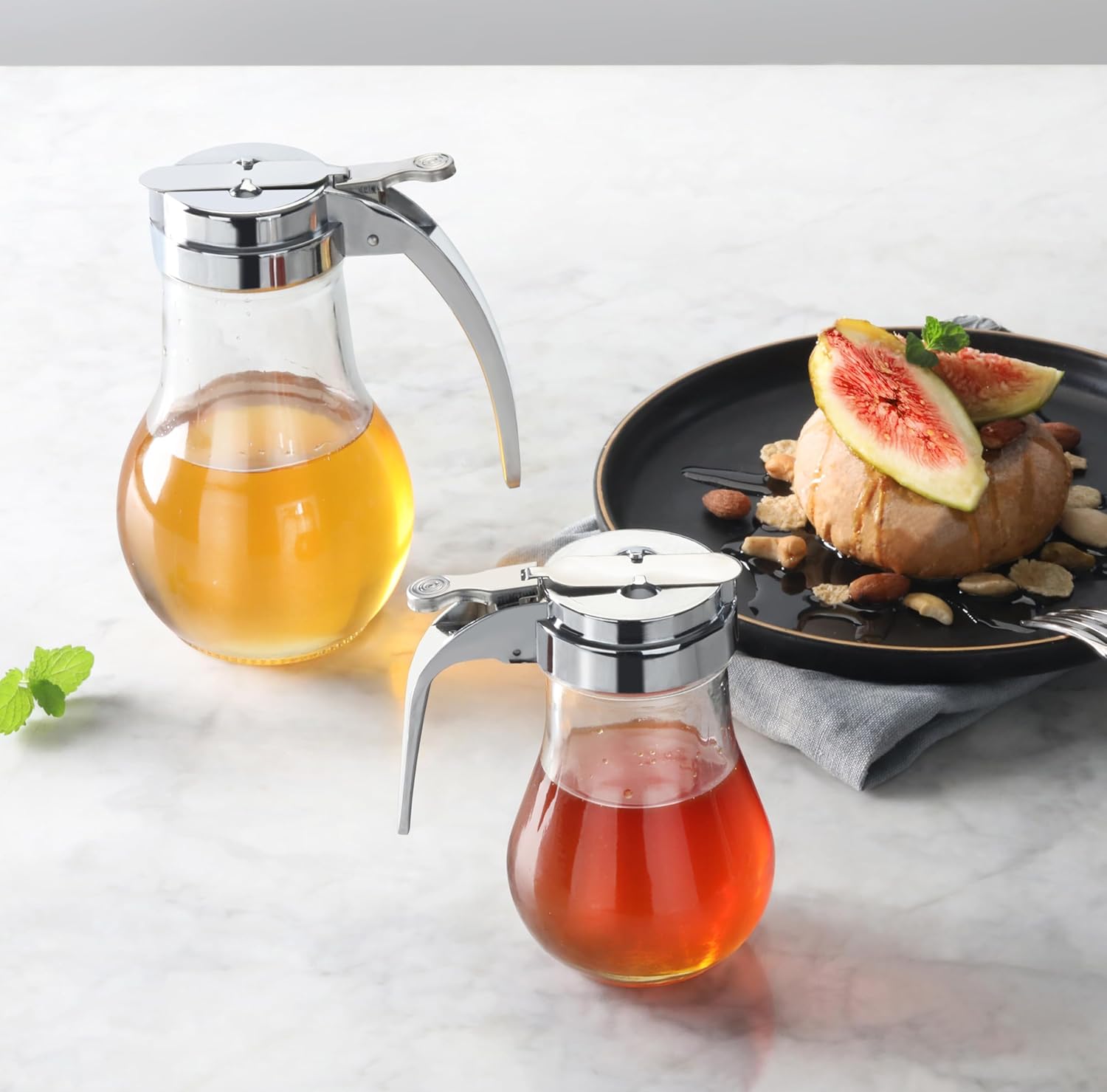 New Star Foodservice 22469 Syrup Dispenser with Chrome Plated Zinc Alloy Top, 6-Ounce, Set of 12