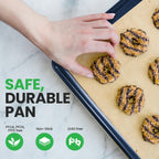 NutriChef Non-Stick XL Cookie Sheet for Baking - Premium Extra Large Carbon Steel Baking Tray for Cookies, Jelly Rolls, Pastries, & More - Blue Diamond, 22" x 16"