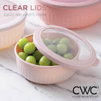 COOK WITH COLOR Prep Bowls with Lids- Wide and Deep Nesting Plastic Small Mixing Bowl Set with Lids, 12 Piece Set - Wide Bowls, Pink