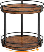 Snughome Rotating Spice Rack, 2 Tier Lazy Susan Organizer, Wood Kitchen Countertop Organizer, Brown Lazy Susan Turntable for Cabinet, 10.2" x 10.2" x 10.4"