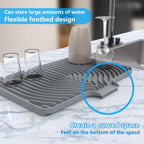 Kitchen Drying Mat for sink with a bulged edge,18"×12"Silicone Dish Drying Mat with built-in Drain Spout, Rubber Dish Mat for Kitchen (18"×12"gray)
