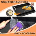 Flat Top Griddle Insert for Outdoor Gas Grill, Universal Cast Iron Griddle for Charcoal Grill, 17" x13" Nonstick Coating Plate with Handle & Grease Groove, for Camping Tailgating