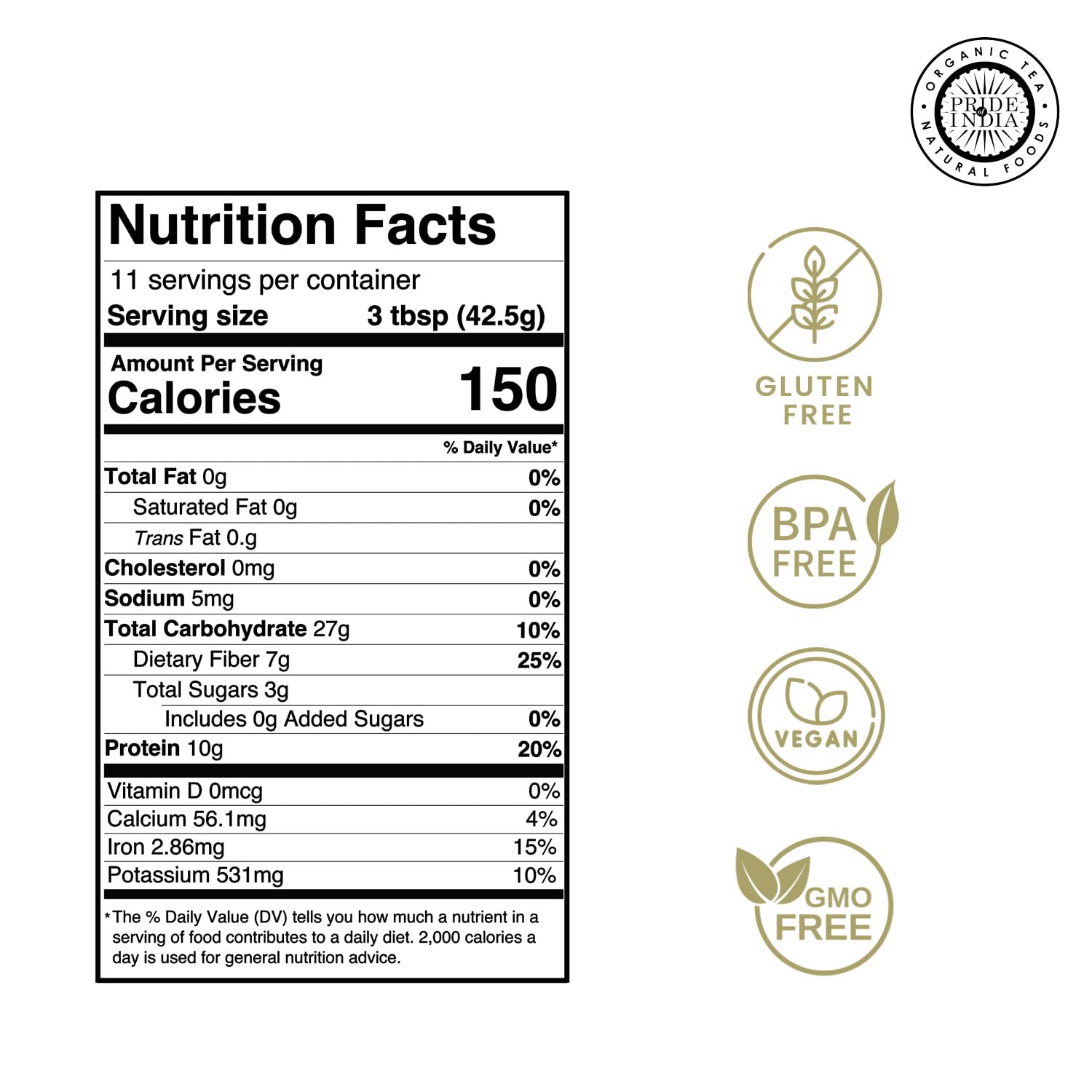 Pride of India- Mung Bean Flour 1 lbs (454 gm) Nutty Slightly Sweet Earthy Taste Freshly Milled in Small Batches | Used for Cooking Baking Binding Agent | Vegan, Gluten-Free