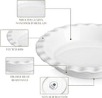 MALACASA Ceramic Pie Pan Set of 2, 9 inch, 40 oz Round Pie Dishes with Fluted Edges, Non Stick, For Quiche, Apple Pies, Pot Pies & More
