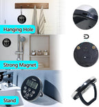 FCXJTU Digital Waterproof Shower Clock Timer, Bathroom Shower Countdown Timer for Kitchen Cooking with Alarm, Magnetic Back, Stand Silver Black