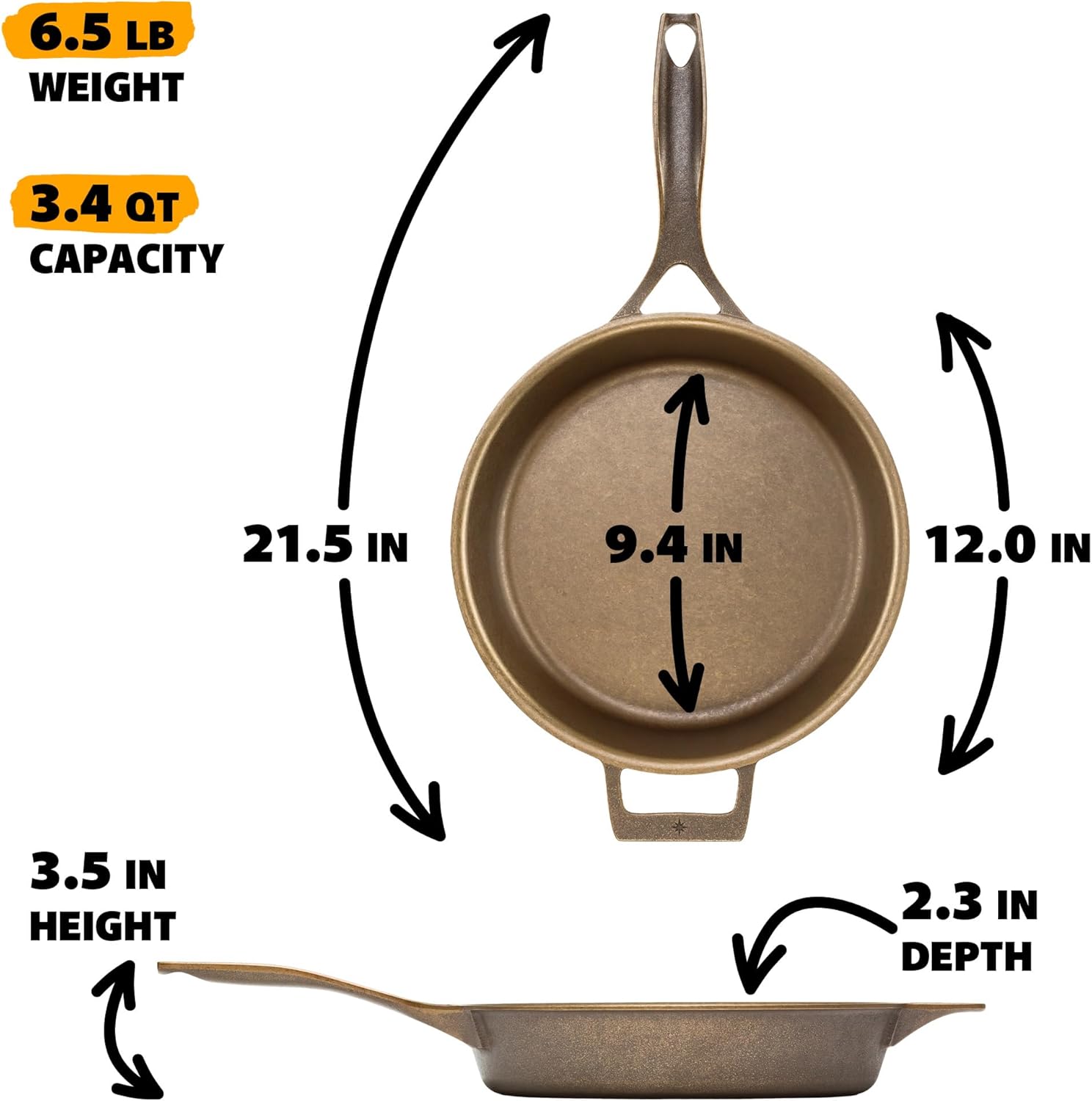 Stargazer 12-Inch Cast Iron Skillet | Made in USA, Seasoned, Premium Frying Pan for Grilling, Searing, Baking & More – Durable Cast Iron with Smooth Cooking Surface