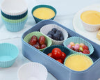 Large Silicone Baking Muffin Cups, 12 Pack Reusable Cupcake Liners Jumbo Size 3.54inch Cake Molds, BPA Free, Dishwasher Safe(White, Green, Navy, Dusty Blue)