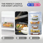 GENICOOK 30 Pieces Glass Food Storage Containers with Snap Locking Lids,Glass Meal Prep Containers Set - Airtight Lunch Containers, Microwave, Oven, Freezer and Dishwasher White