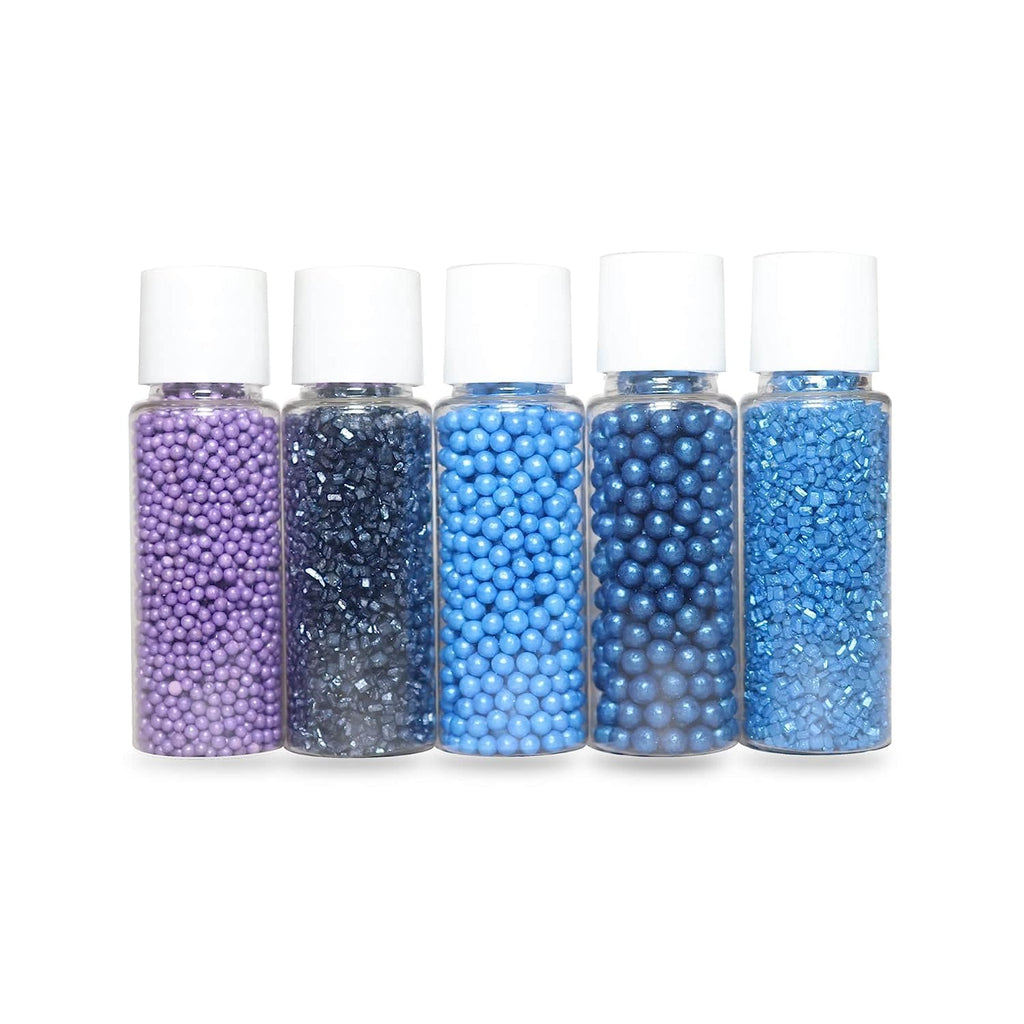 Confect Sprinkles | Under the Ocean Disco Ball Mashup Sprinkles Mix Sea Green, Cyan & Teal Dragees Parrot Green Sparkling Sugar for Cakes & Cupcakes Decoration Assorted pack of 5 | Dairy-Free, Palm Oil-Free - 5 Oz