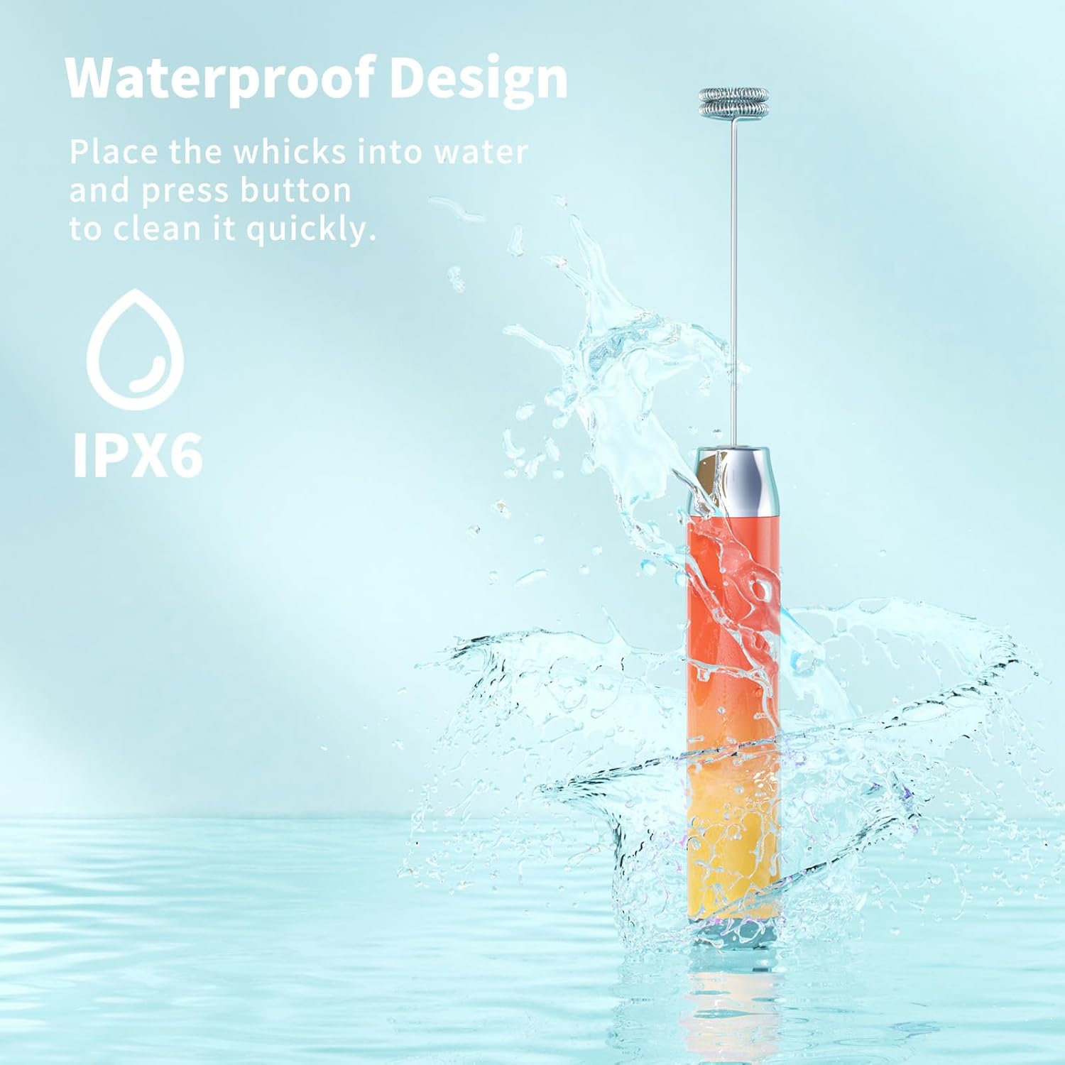 Maestri House Rechargeable Milk Frother with Stand, LunaFro Handheld Electric Foam Maker Waterproof Detachable Stainless Steel Whisk Drink Mixer Foamer for Lattes, Cappuccino