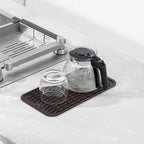 Silicone Dish Drying Mat for Multiple Usage,Easy clean,Eco-friendly,Heat-resistant Silicone Mat for Kitchen Counter or Sink,Refrigerator or Drawer Liner Coffee S 12 inches x 6 inches