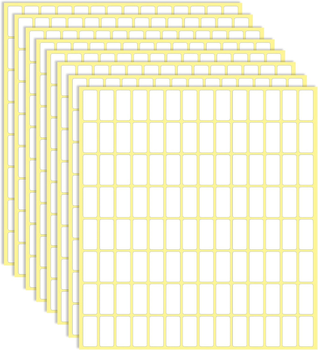 30 Sheets White Labels Stickers for Writing 10 X 20 mm Small Price Tags Blank Storage Container Stickers for Jars File Folders School Office Kitchen (3360 Labels)