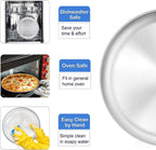 P&P CHEF Pizza Pan Bakeware for Home Kitchen, Stainless Steel Pizza Tray for Baking Pizza, Healthy & Reusable & Easy Clean, Oven & Freezer Safe, 10 Inch & Silver