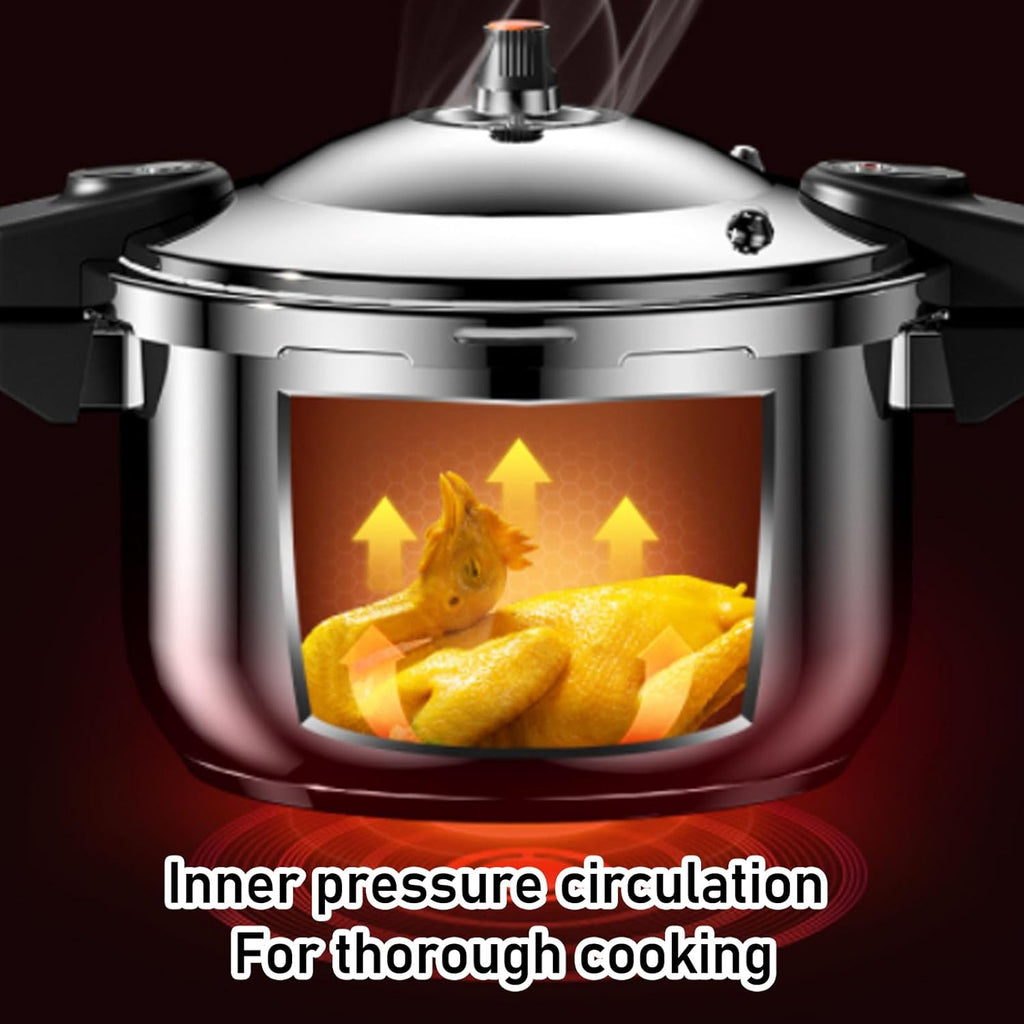 Luqeeg Stainless Steel Pressure Cooker, 80kpa Dual Handle Pressure Canner Large Capacity Pressure Cooking Pot Kitchen Pressure Pan for Gas Stove Electric Stove Induction