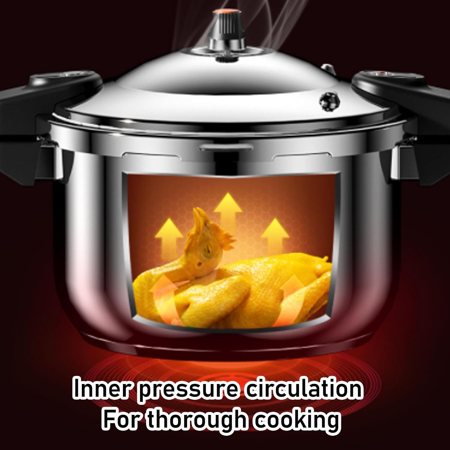 Luqeeg Stainless Steel Pressure Cooker, 80kpa Dual Handle Pressure Canner Large Capacity Pressure Cooking Pot Kitchen Pressure Pan for Gas Stove Electric Stove Induction