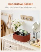 Small Woven Basket, 12 x 8 x 4.5 Inches, Storage Basket for Organizing, Cute Small Rope Shelf Closet Cube Storage Bins Baskets for Shelves, Dog Toy Gift Baskets Empty, 3 Pack Rust Red