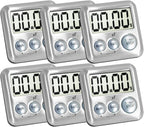Elegant Digital Kitchen Timer Stainless Steel - Silver - Strong Magnetic Back - Kickstand - Loud Alarm - Large Display - Auto Memory - Auto Shut-Off - Model eT-26 (Silver 6-Pack) by eTradewinds