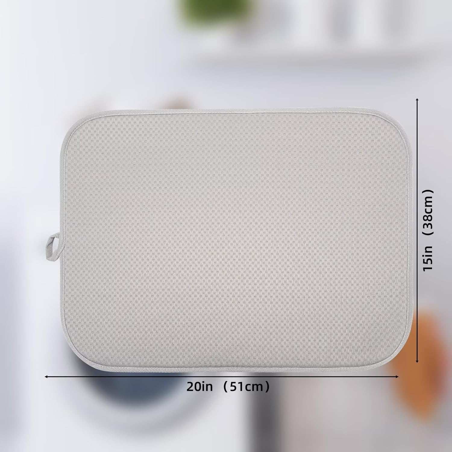 2 Pack Dish Drying Mat, Dish Drying Mats for Kitchen Counter, Microfiber Dish Dryer Mat, Large 20" x 15" Drainer Mats, Highly Absorbent, Machine Washable (Gray)