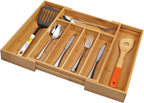 Utoplike Bamboo Cutlery Tray Silverware, Drawer Dividers for Kitchen Utensils, Flatware Tray Drawer Insert for knives, Gadgets and Garage Tools, Office Supplies