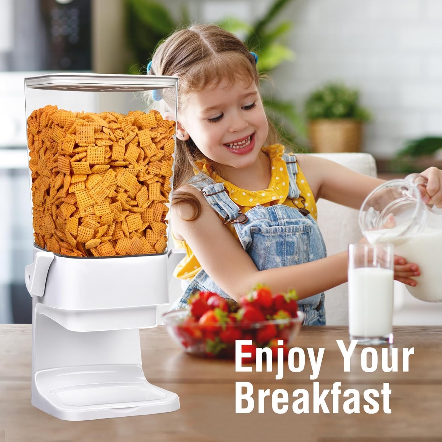 Cereal Dispenser Countertop 3pcs,5.5L Cereal Containers Storage Dispenser for Pantry,Dry Food Storage Rice Containers,Candy Dispenser,Snack Organizer Machine for Grains, Nuts,Oatmeal, Pet Food White