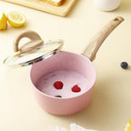 Pots and Pans Set Non Stick, Ceramic Cookware Set with Granite Pattern, Induction Kitchen Cooking Sets w/Frying Pans, Saucepans, Casserole with Lids, Non-Toxic, PTFE/PFOA/PFOS-Free, Pale Pink