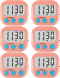 6 Pack Kitchen Timers Loud Ring Digital Timers for Cooking Magnetic Pink