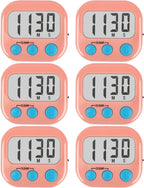 6 Pack Kitchen Timers Loud Ring Digital Timers for Cooking Magnetic Pink