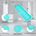 Silicone Bathroom Soap Dishes with Drain Spout-Bathroom and Kitchen Sink Organizer,Sponge Holder,Dish Soap Tray,Perfect for Dispenser,Scrubber,Bottle,Cup on Sink or Counter-Mint 12"×4"