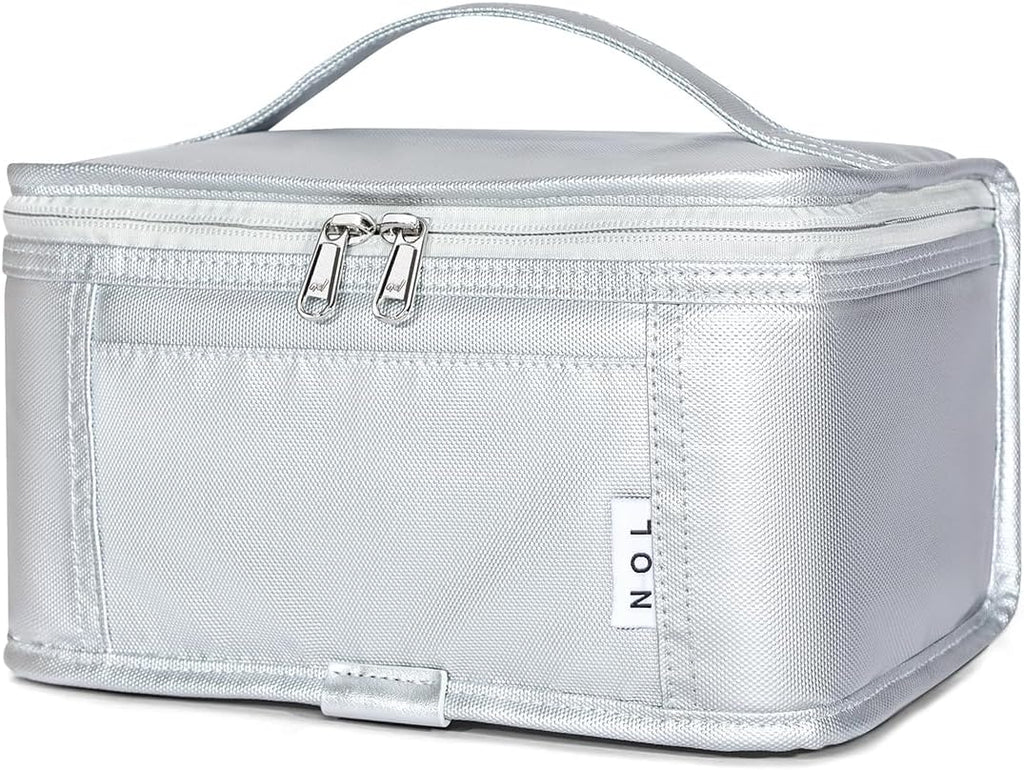 NOL Natural Organic Lifestyle Small Lunch Bag Mini Lunch Box Insulated Lunch Bag for Men/Women Leakproof Cooler Tote Bag Lightweight Nylon Waterproof Lunch Box For Work, Silver