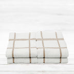 100% Cotton Terry Dish Towels, 4 Pack Checks, 16 x26 Inches, Super Soft and Absorbent Kitchen Towels, Perfect for Kitchen Cleaning and Dish Washing | Tan