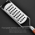 KULUNER Professional-Grade Lemon Zester with Ultra-Coarse Blades, Heavy-Duty Cheese/Vegetable Grater, Solid Wood Handle Design - Rust-Resistant Durable, Essential Kitchen Tool (B1)