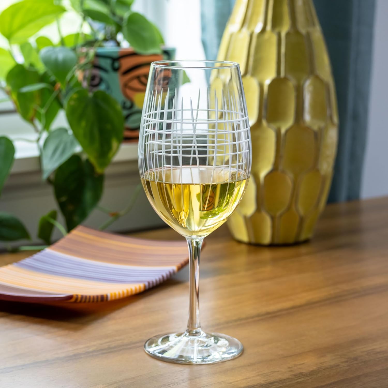 Rolf Glass - Matchstick All Purpose Wine Glass 18 Ounce - Set of 2 - Lead-Free Glass - Engraved Large Wine Glasses - Made in the US