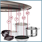 Stainless Steel Universal Lid for Pots, Pans and Skillets - Fits 7" to 12" Pot and Pans - Tempered Glass with Stainless Steel Rim Replacement Frying Pan Cover and Cast Iron Skillet Lid