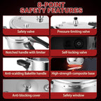 Stainless Steel Pressure Cooker 8 Quart, Stove Top & Induction Compatible, Heavy-Duty Multi-Safety System, Food-Grade for Home Commercial Use, Deeluban