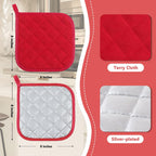 Joyhalo 6 Pack Pot Holders for Kitchen,Cotton Oven Holder with Great Heat Resistance,Non Slip Hot Pads for Kitchen Clearance,Red