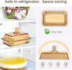 Glass Butter Dish with Lid for Countertop Amber Vintage Crystal Butter Holder for Counter,Covered Glass Butter Keeper on Counter Butter Tray for Refrigerator(Amber)