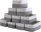 Storage Baskets 12x8x5 inch 10 Pack Fabric Baskets Foldable Storage Bins Decorative Baskets cloth storage baskets Storage Foldable Storage Bin with Rope