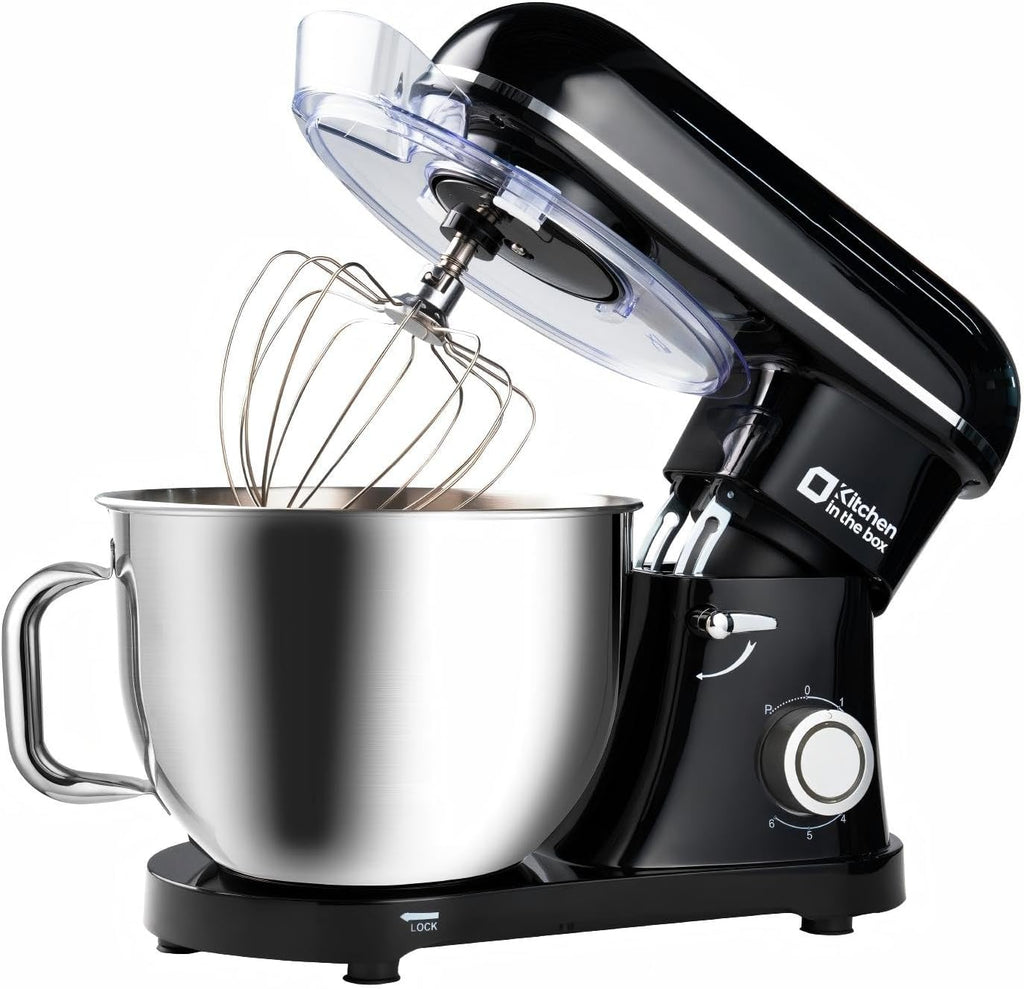 Kitchen in the box Stand Mixer, 900W 8.5QT Kitchen Electric Mixer, 6-Speed Large Capacity Food Mixer for Home Cooks with Egg Whisk, Dough Hook & Flat Beater (Black)