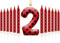 13PCS Ladybug Theme Birthday Candles Set - Red & Black Polka Dot Decorative Candles for Kids Ladybug Themed Parties, Baby Showers, Birthday Cakes, and Ladybird Inspired Celebrations(Number 2)