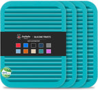 Joyhalo 4 Pack Silicone Trivets for Hot Pots and Pans,480℉ Heat Resistant Trivets for Hot Dishes,Hot Pads for Countertop,Kitchen Potholders,Dark Green