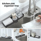 Silicone Bathroom Soap Dishes with Drain Spout-Bathroom and Kitchen Sink Organizer,Sponge Holder,Dish Soap Tray,Perfect for Dispenser,Scrubber,Bottle,Cup on Sink or Counter-Coffee 12"×4"