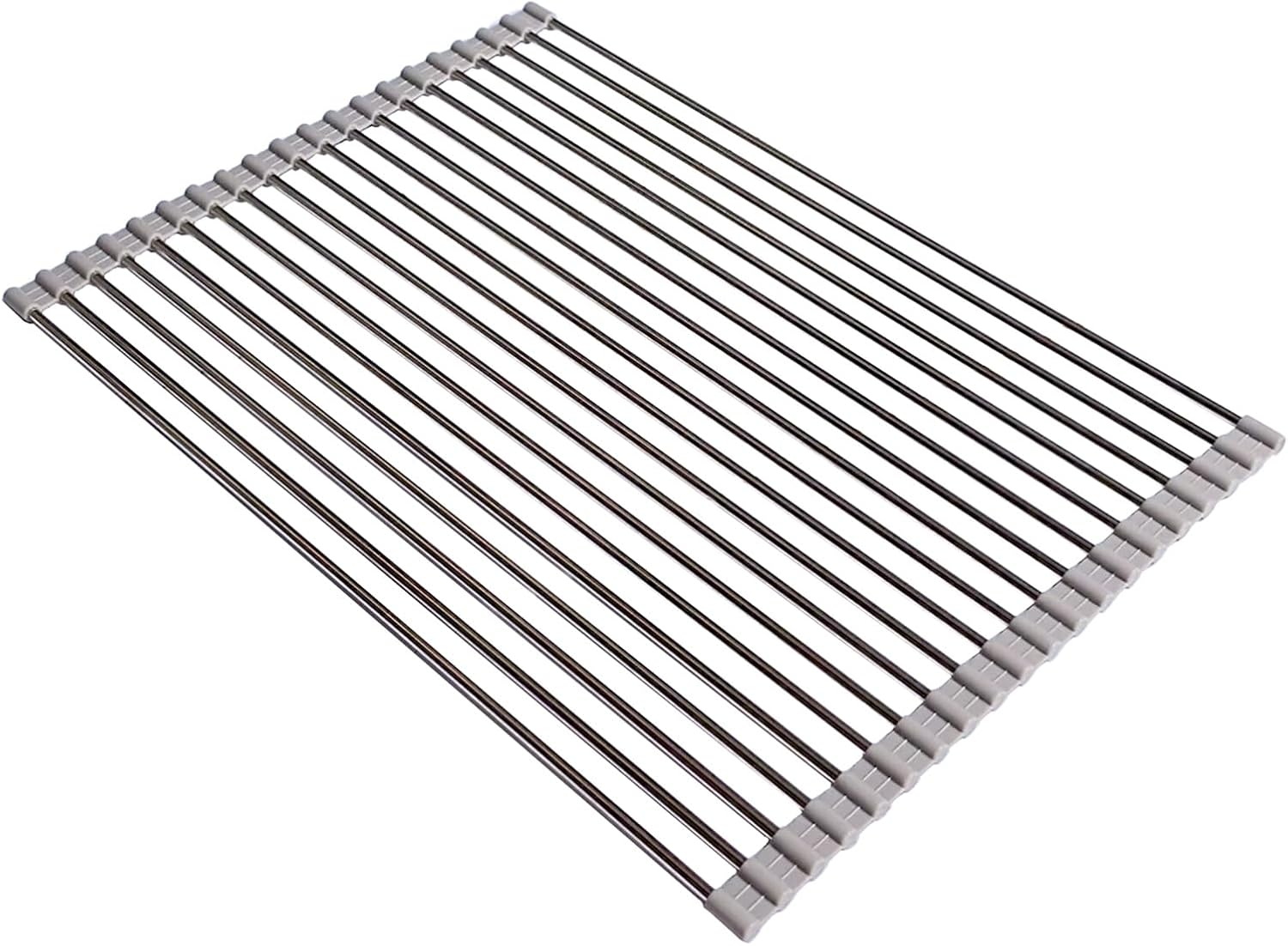 Ahyuan Roll up Dish Drying Rack Over The Sink Kitchen Roll up Sink Drying Rack Portable Dish Drainer Foldable Dish Drying Rack (Warm Gray, 20.5''X14'')