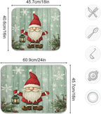 Christmas Gnome with Lantern Dish Drying Mat for Kitchen Counter Absorbent Microfiber Drying Pad, Large 18x24 in, Reversible Drainer Mats