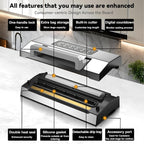 2025 Precision Food Vacuum Sealer Machine, Commercial Full Automatic Food Sealer–Powerful Dual Pump, Built-in Cutter&Bag Storage, Double Heat Seal, Food Preservation Saver, 2 Bag Rolls&Hose, Sous Vide