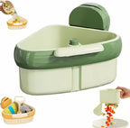 Suction Cup Sink Corner Rack, 2025 Upgrade Corner Sink Strainer Basket, One-Press Automatic Dumping, Suction Cup Press Sinks Drainer Basket, Sponge Storage Rack, Durable and Easy Cleaning G