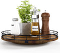 Farmhouse Oak 12" Lazy Susan Turntable Organizer for Cabinet, Round Wooden Lazy Susan Organization and Storage for Dining Table, Pantry, Kitchen, Countertop, Cupboard,Home Decor, Walnut Wood