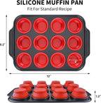 Silicone Muffin Pans for Baking with Metal Reinforced Frame, Nonstick Cupcake pans 12 regular size, Muffin Tin Easy to Pop, Silicone Egg Bite Molds for Oven Dishwasher Safe