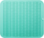 Silicone Dish Drying Mat for Multiple Usage,Easy clean,Eco-friendly,Heat-resistant Silicone Mat for Kitchen Counter or Sink,Refrigerator or Drawer Liner Mint XL 18 inches x 16 inches