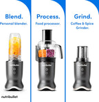 nutribullet® Ultra Plus+ 3-1 Compact Kitchen System, 1200W Kitchen System with Blender, Food Processor, and Coffee and Spice Grinder, 32oz and 24oz Blending Cups, 2-Cup Food Processor, Gunmetal Gray