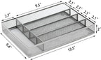 JANE EYRE Drawer Organizer, Cutlery Tray Silverware Flatware Storage Divider for Kitchen, Mesh Wire with Non-slip Foam Feet, 5 Component, Silver